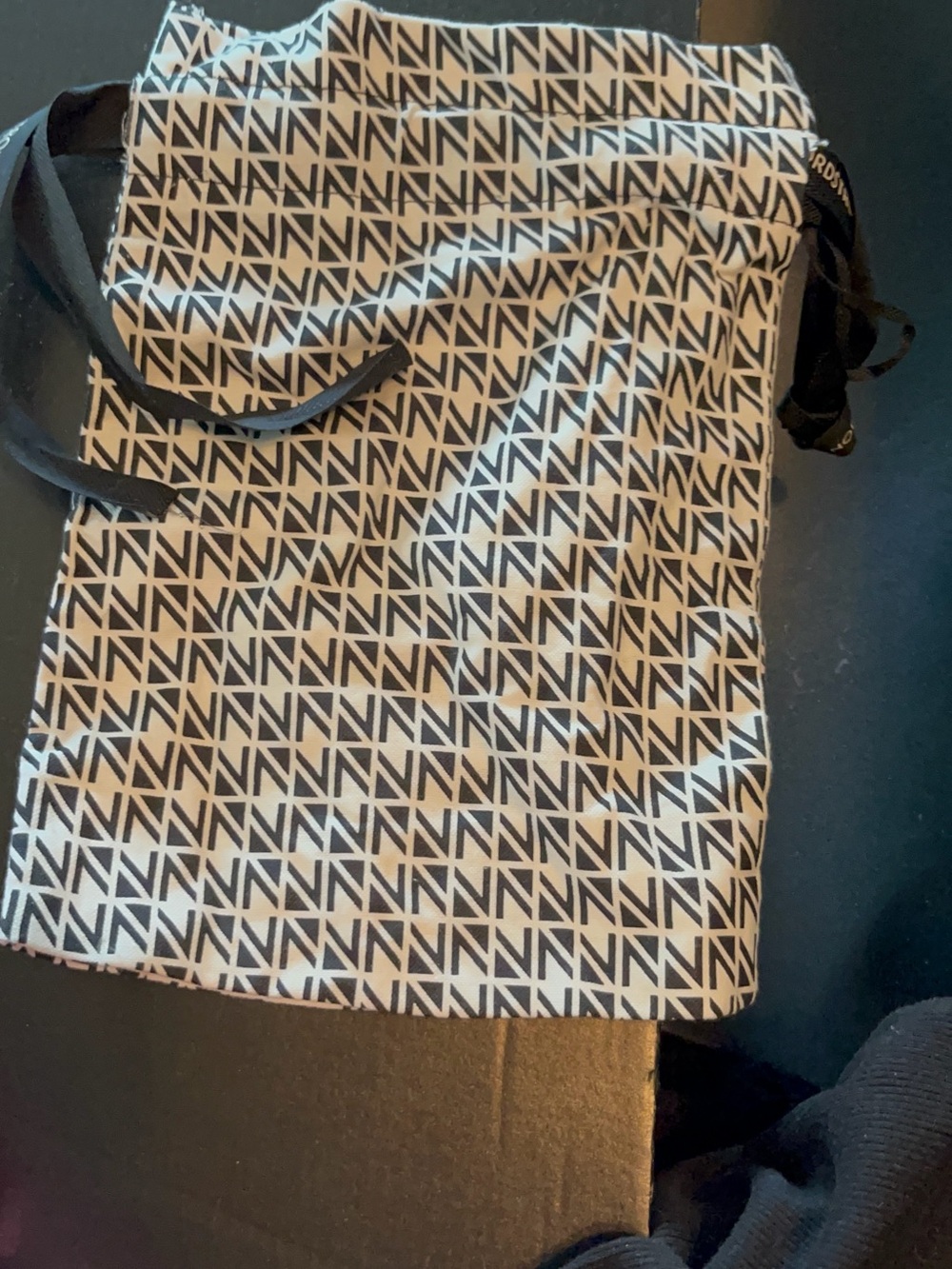 Nordstrom Black and White Logo Drawstring Dust Bag